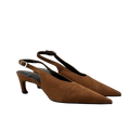 ASOS Design Sculpt Premium Slingback Mid Heel Shoes In Camel Brown Suede UK 4 EU 37 👠