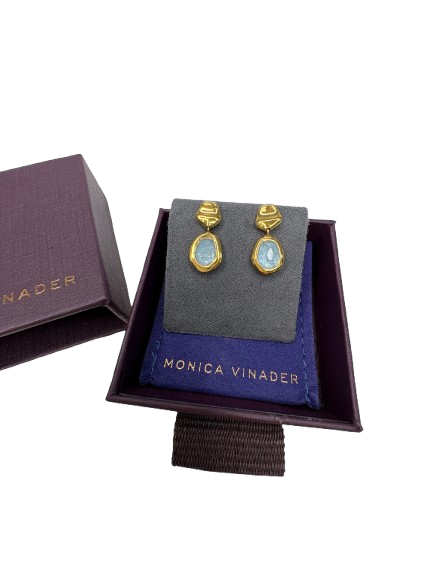 Monica Vinader Odyssey 18k Gold Vermeil And Aquamarine Gemstone Drop Earrings