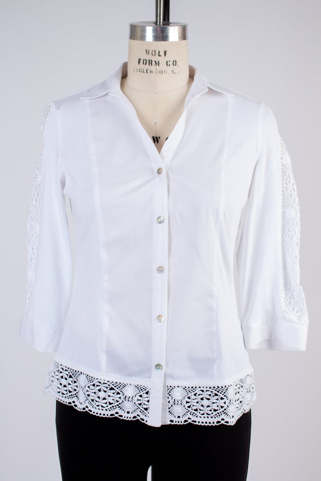Tinta White The Antonela Crochet Trim Shirt UK 14
