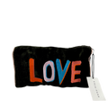 Anna + Nina Green Velour Love Makeup Pouch