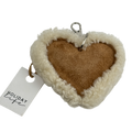 HOLIDAYLIFE Tan Brown Suede Shearling Heart Keyring