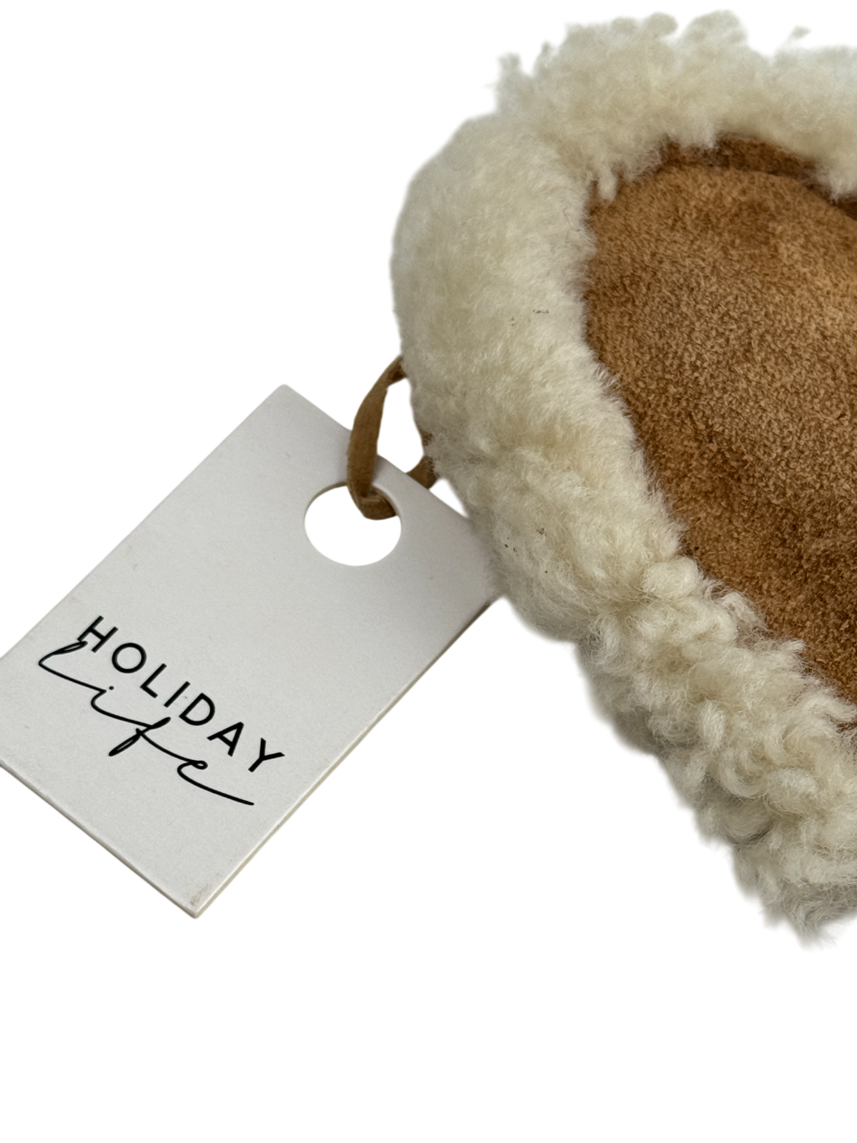 HOLIDAYLIFE Tan Brown Suede Shearling Heart Keyring