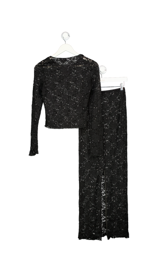 SLA the label 2-piece Black Lace Sequin Top And Maxi Skirt Set UK XS