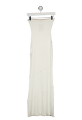 WHITE FOX White Ribbed Bandeau Maxi Dress UK XS
