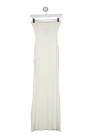 WHITE FOX White Ribbed Bandeau Maxi Dress UK XS