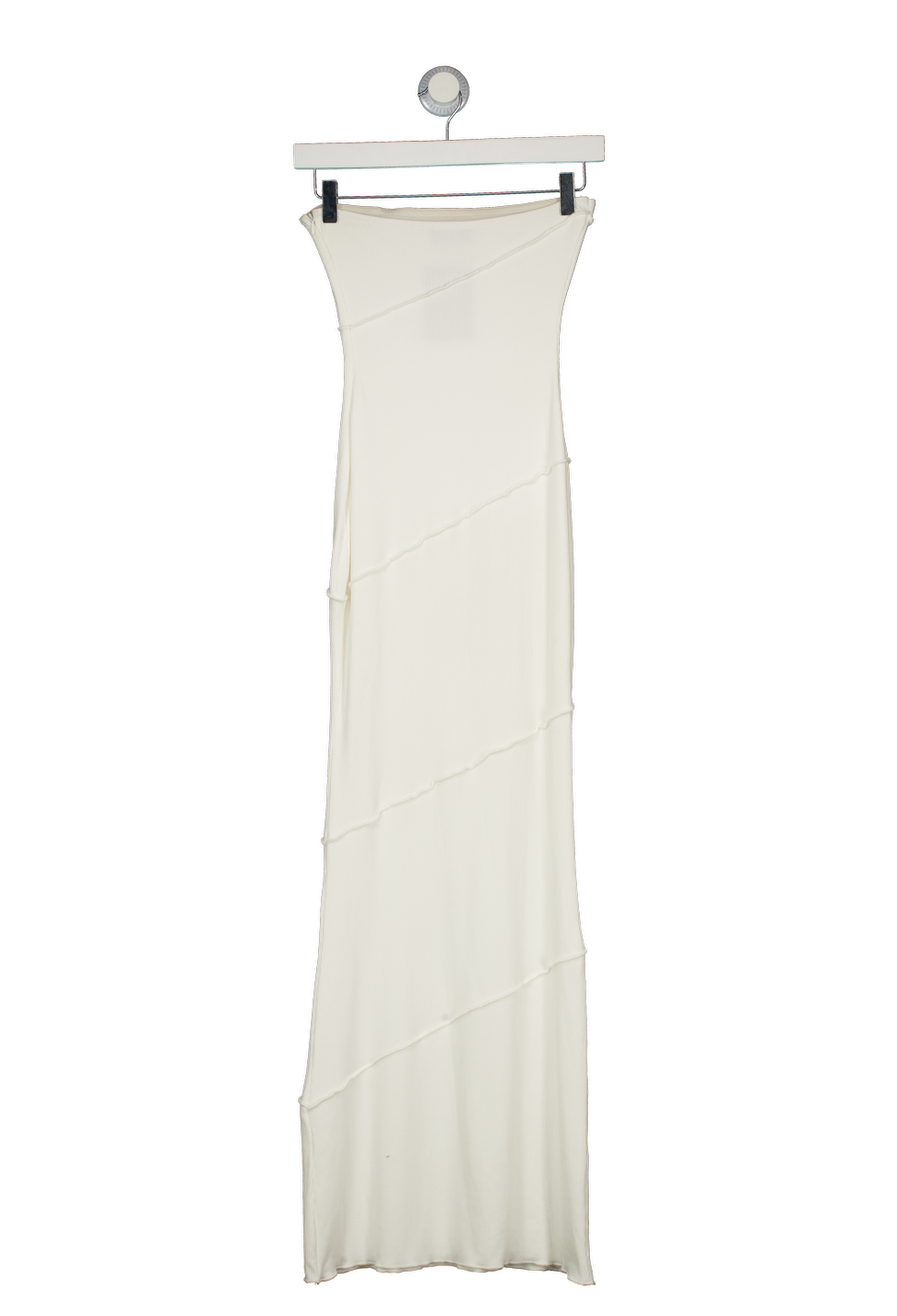 WHITE FOX White Ribbed Bandeau Maxi Dress UK XS