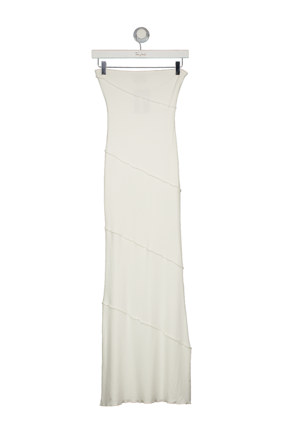 WHITE FOX White Ribbed Bandeau Maxi Dress UK XS