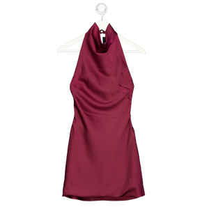 WHITE FOX Just Small Talk Halter Mini Dress Wine Red UK XS