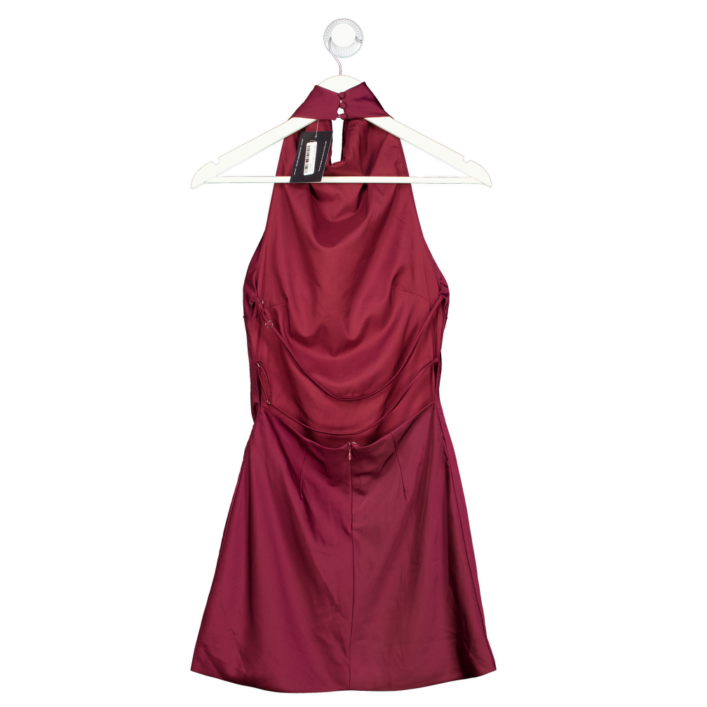 WHITE FOX Just Small Talk Halter Mini Dress Wine Red UK XS
