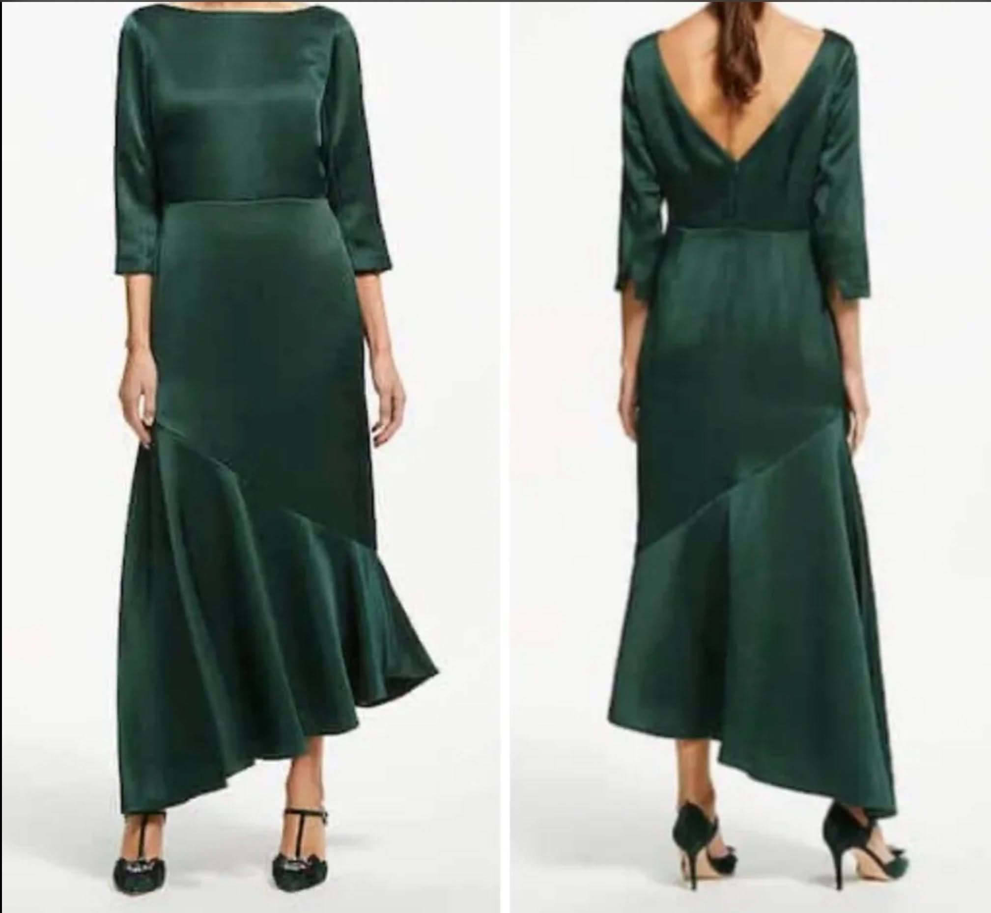 BODEN Rebecca Satin Maxi Dress, Chatsworth Green UK 8