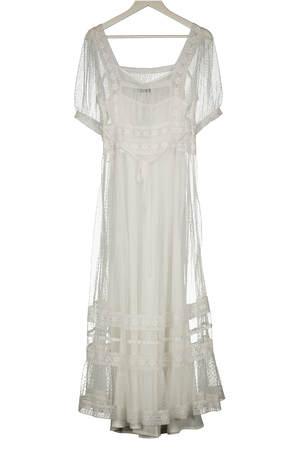 RIXO Ivory White Lace Hadley Midi Dress UK XS