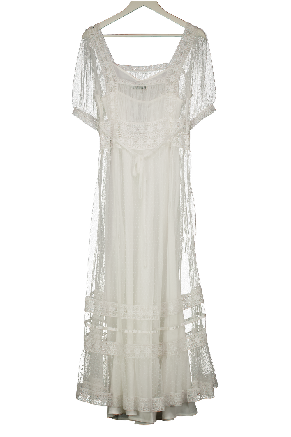 RIXO Ivory White Lace Hadley Midi Dress UK XS