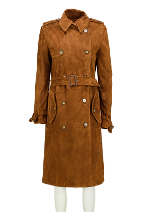 Polo Ralph Lauren Brown Lambskin Suede Trench Coat Us4 UK 8