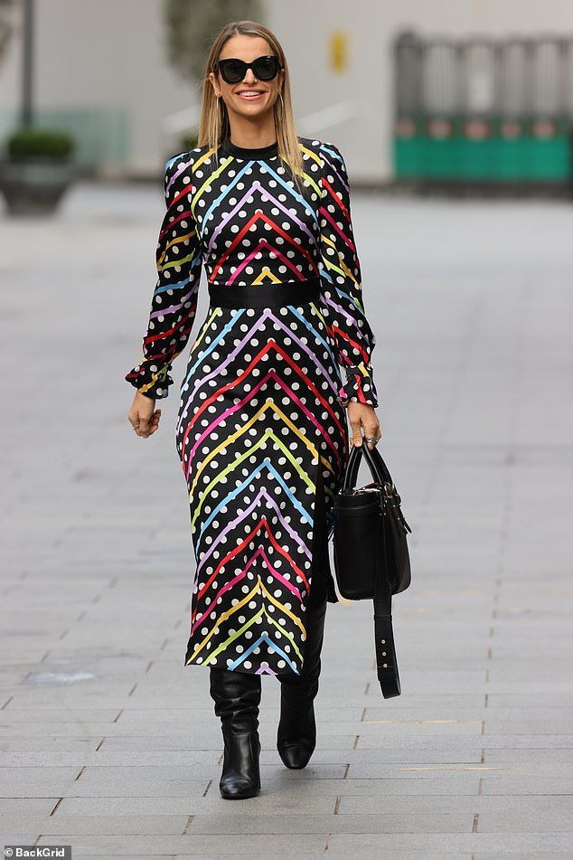 Olivia Rubin Black Rainbow Polka Dot Printed Satin Midi Dress BNWT UK 6