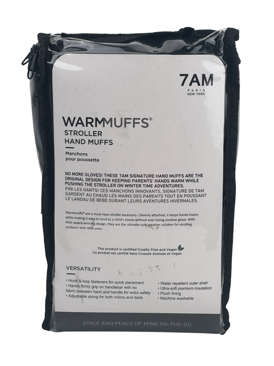 7AM ENFANT Black Warmmuffs - Plush Stroller Hand Gloves One Size