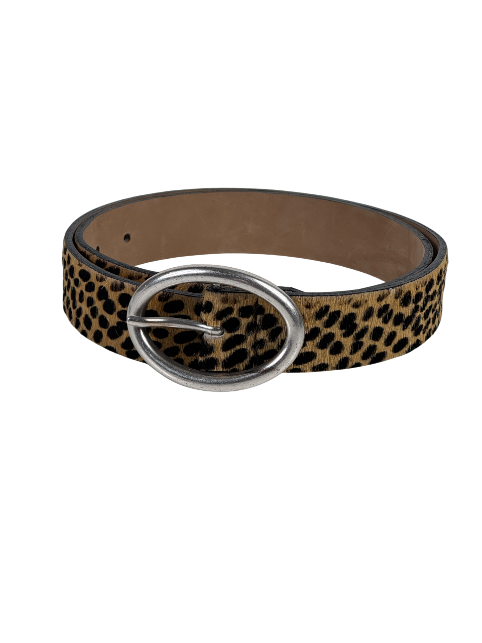 STREETS AHEAD Brown Italian Hair-on Leather Animal Print Vixen Belt UK M