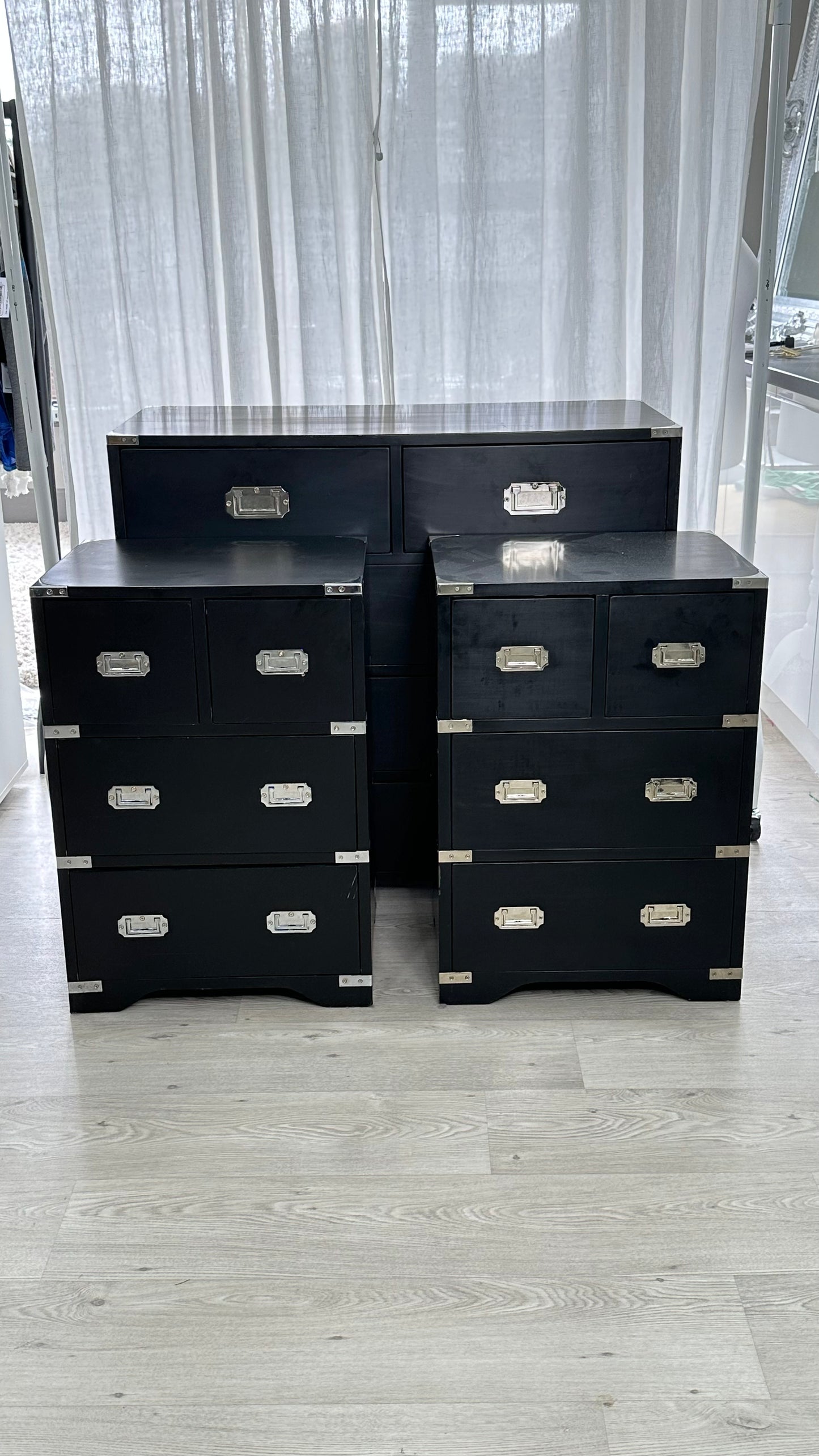 coach house Black / Chrome Large Chest Of 5 Drawers