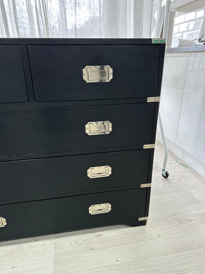 coach house Black / Chrome Large Chest Of 5 Drawers