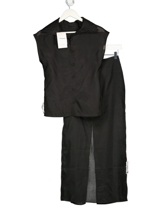 TOPSHOP 2-piece Black Sheer High Neck Grown On Shoulder Sheer Organza Top (UK 8) & Skirt Set UK 6