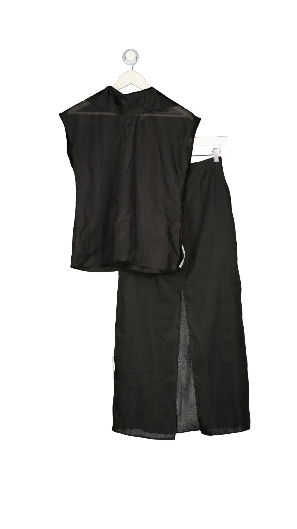 TOPSHOP 2-piece Black Sheer High Neck Grown On Shoulder Sheer Organza Top (UK 8) & Skirt Set UK 6