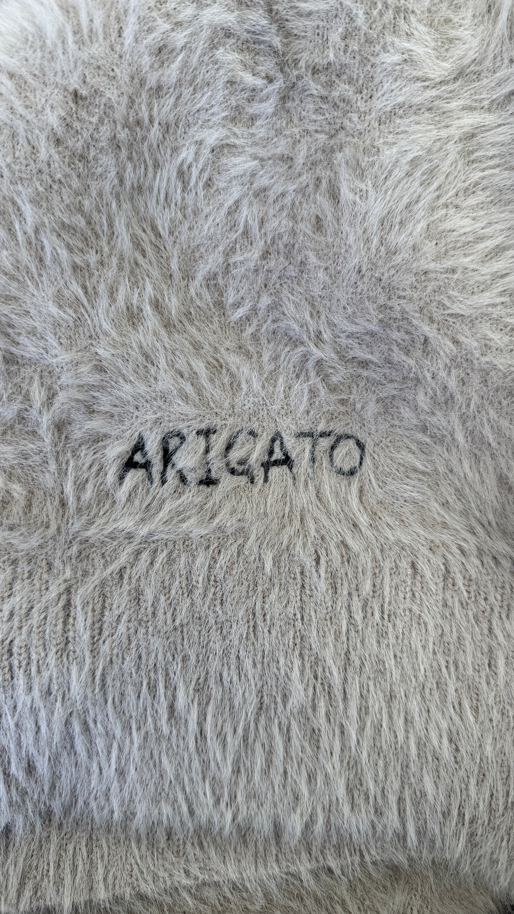 AXEL ARIGATO Beige Super Soft Relaxed Fuzzy Knit Embroidered Logo Cardigan UK M