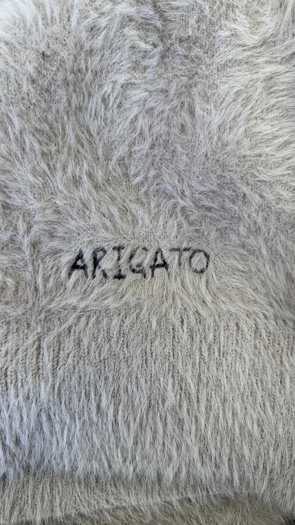AXEL ARIGATO Beige Super Soft Relaxed Fuzzy Knit Embroidered Logo Cardigan UK M