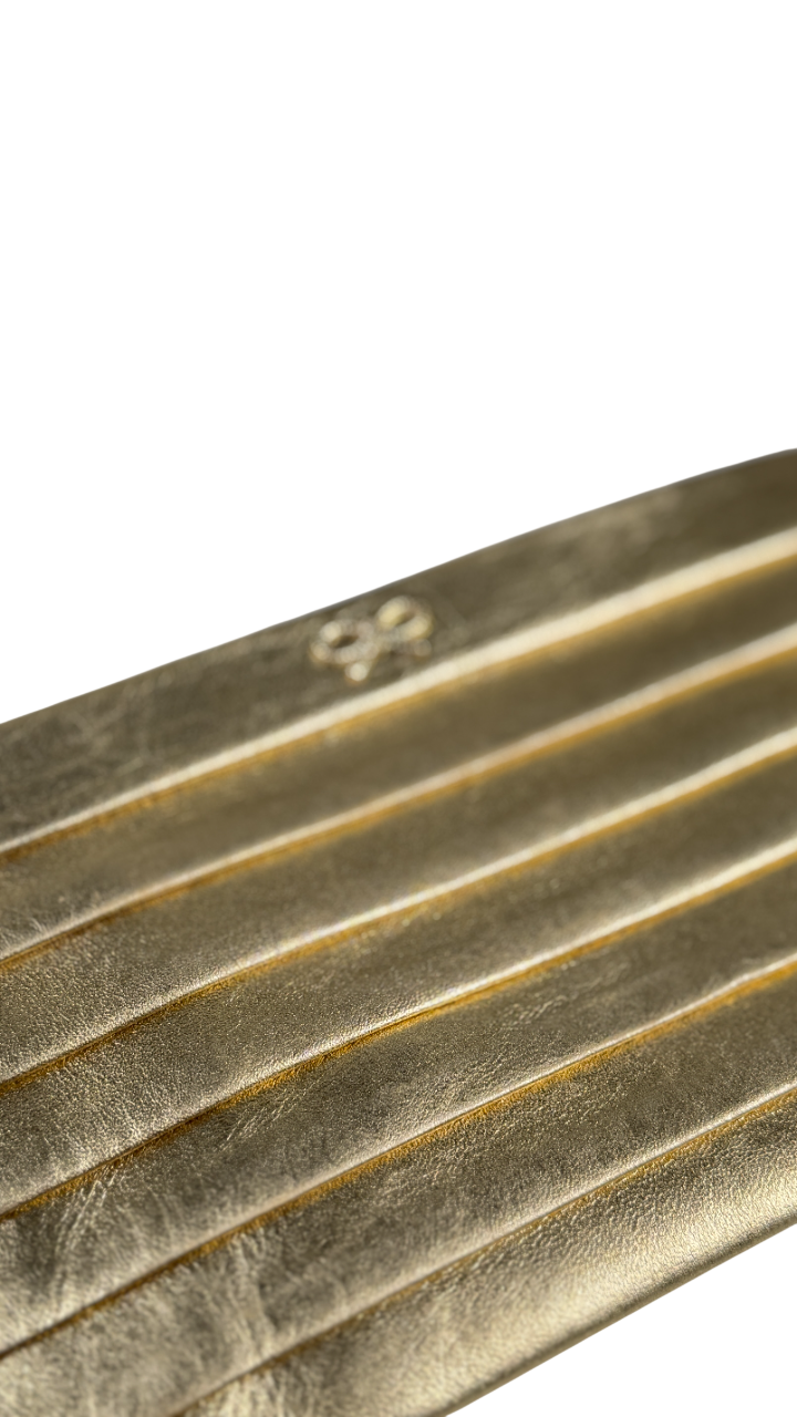 ANYA HINDMARCH Metallic Gold Pleated Clutch Bag