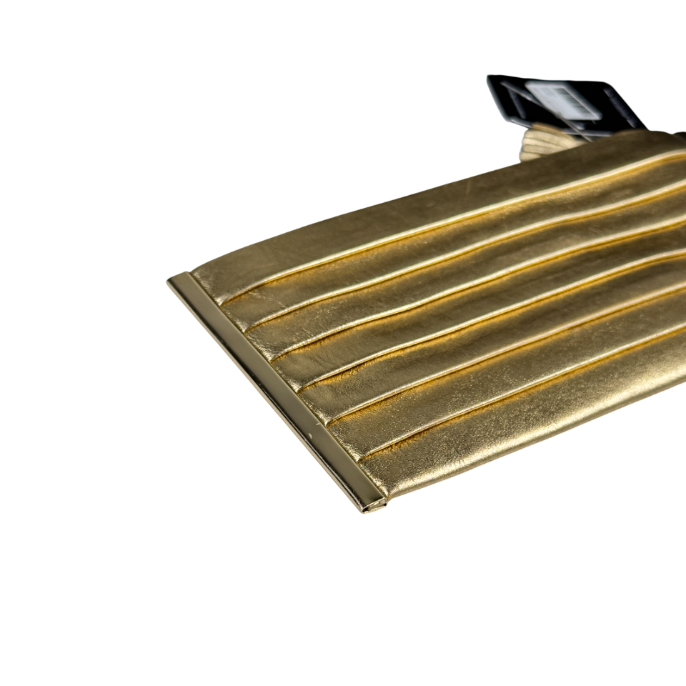 ANYA HINDMARCH Metallic Gold Pleated Clutch Bag