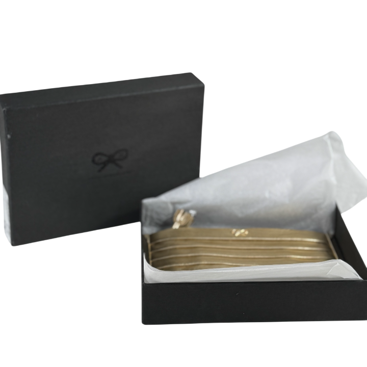ANYA HINDMARCH Metallic Gold Pleated Clutch Bag