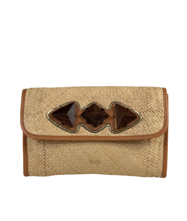 ANYA HINDMARCH Nude Woven Raffia Clutch Bag