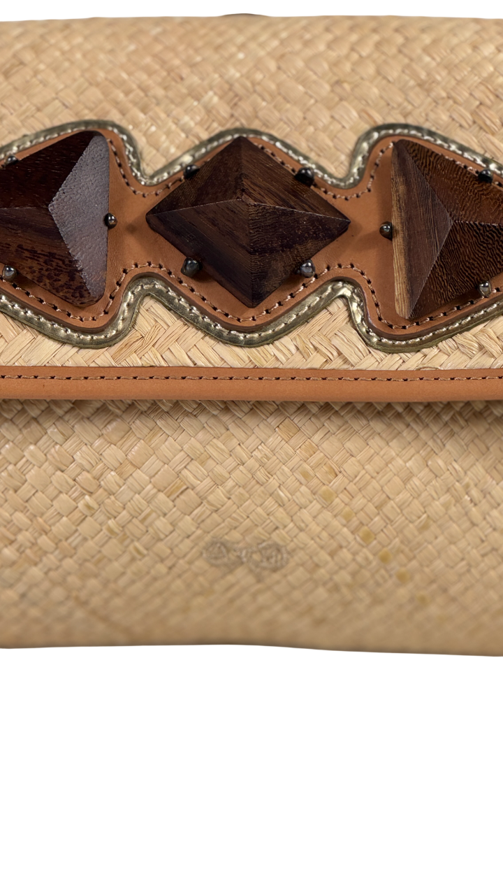 ANYA HINDMARCH Nude Woven Raffia Clutch Bag