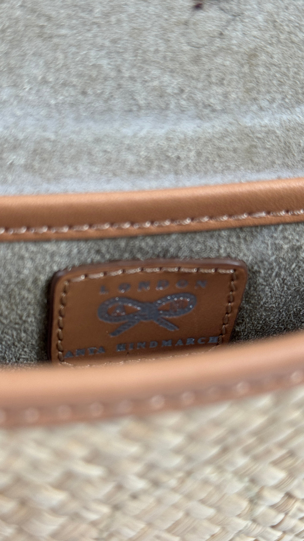 ANYA HINDMARCH Nude Woven Raffia Clutch Bag