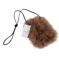 YVES SALOMON Brown Leather & Feather Pouch Crossbody Bag