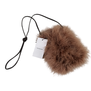 YVES SALOMON Brown Leather & Feather Pouch Crossbody Bag