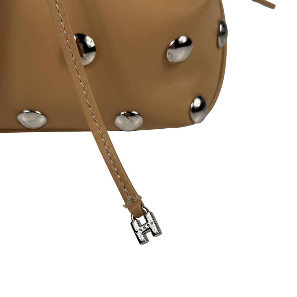 HOGAN Beige / Silver Leather Hocket Studded Bucket Bag