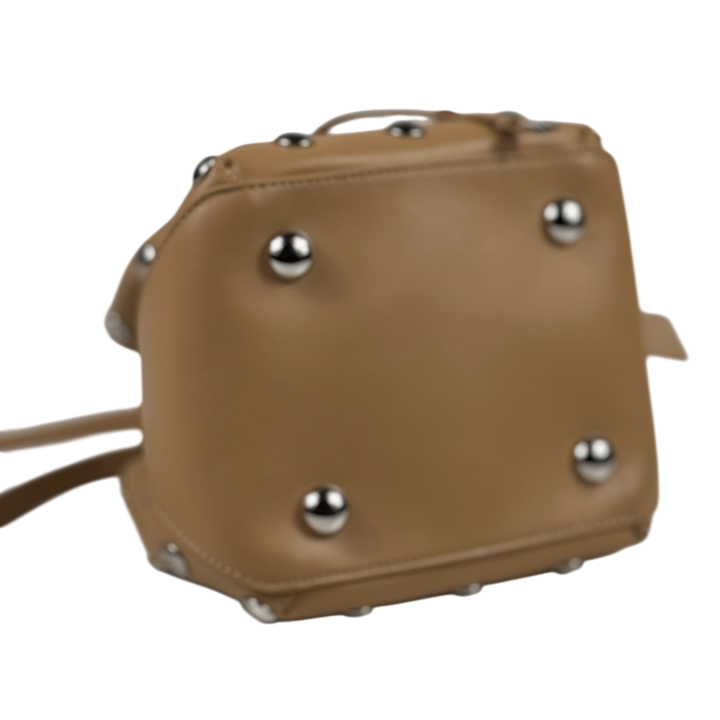 HOGAN Beige / Silver Leather Hocket Studded Bucket Bag
