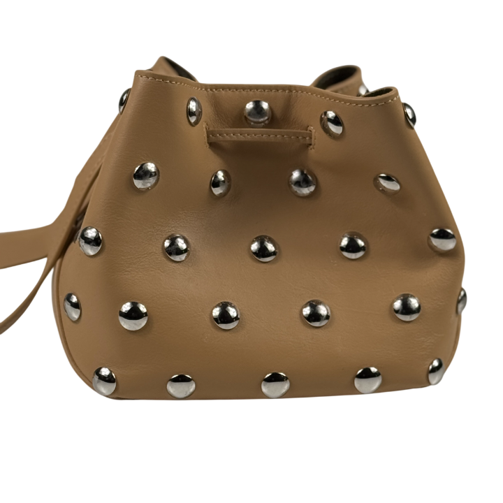 HOGAN Beige / Silver Leather Hocket Studded Bucket Bag