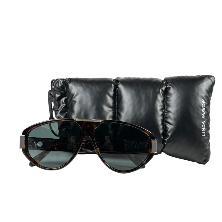 LINDA FARROW Brown Dark Tortoiseshell Rowan Sunglasses In Case