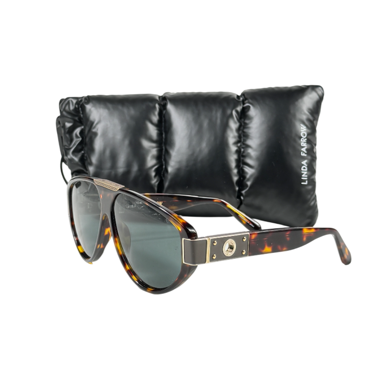LINDA FARROW Brown Dark Tortoiseshell Rowan Sunglasses In Case