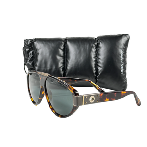 LINDA FARROW Brown Dark Tortoiseshell Rowan Sunglasses In Case