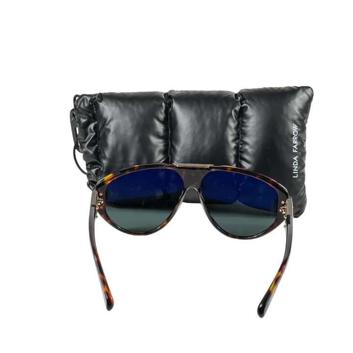 LINDA FARROW Brown Dark Tortoiseshell Rowan Sunglasses In Case