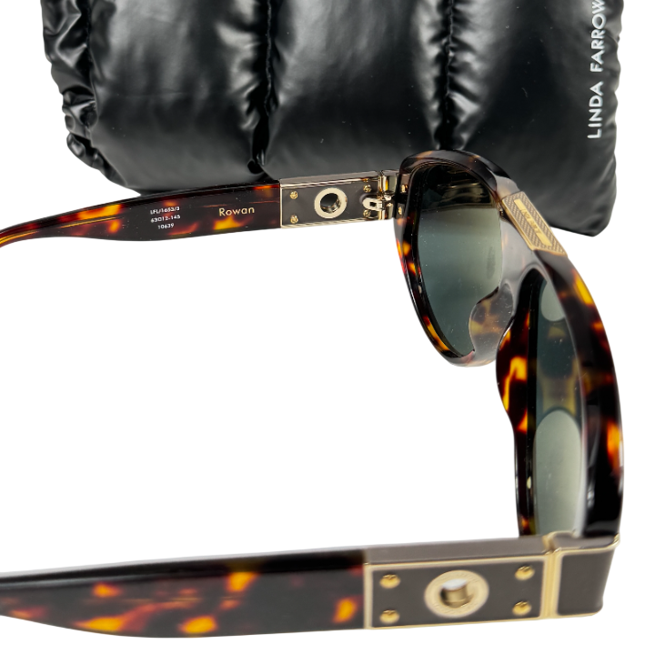 LINDA FARROW Brown Dark Tortoiseshell Rowan Sunglasses In Case
