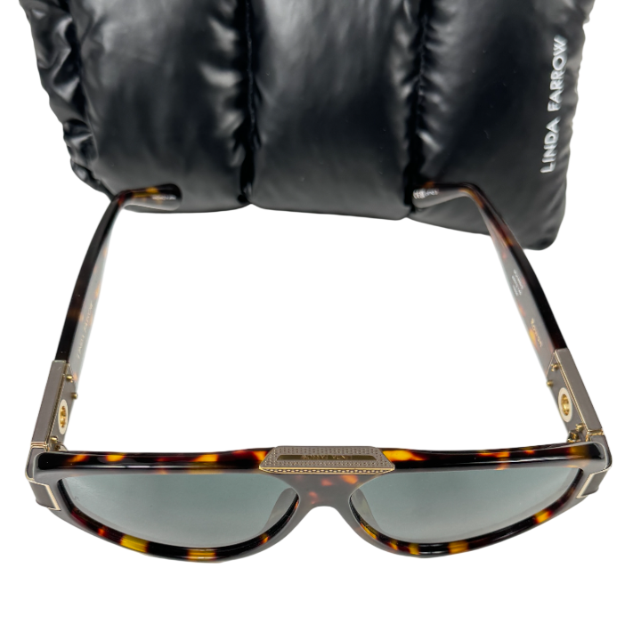 LINDA FARROW Brown Dark Tortoiseshell Rowan Sunglasses In Case