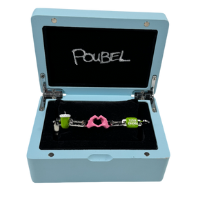POUBEL Recycled Rhodium Plated Sterling Silver Complete Colton Charm Link Bracelet