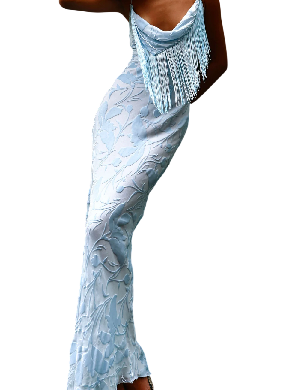 RAT & BOA Baby Blue Inaya Devore-print Woven Maxi Dress UK S