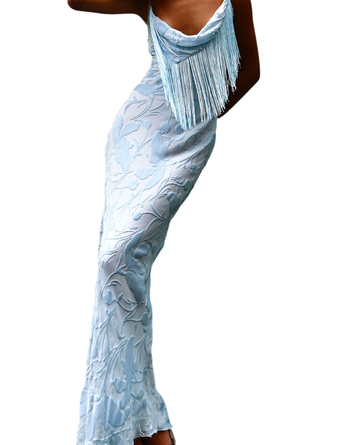RAT & BOA Baby Blue Inaya Devore-print Woven Maxi Dress UK S