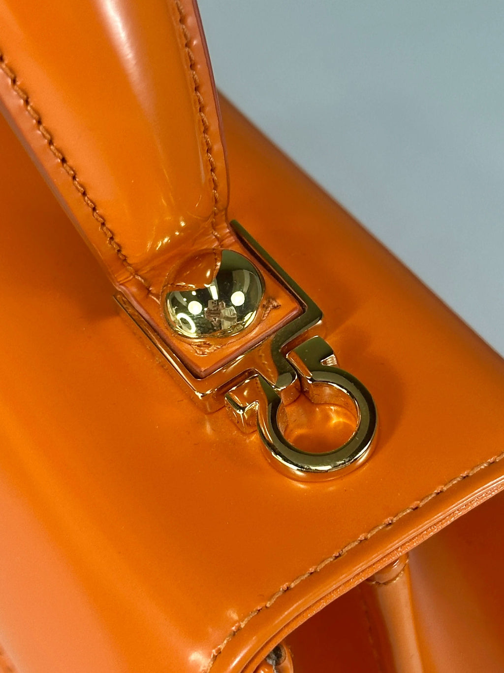 Orange Ferragamo Orange Leather Iconic Top-handle Bag With Shoulder Strap