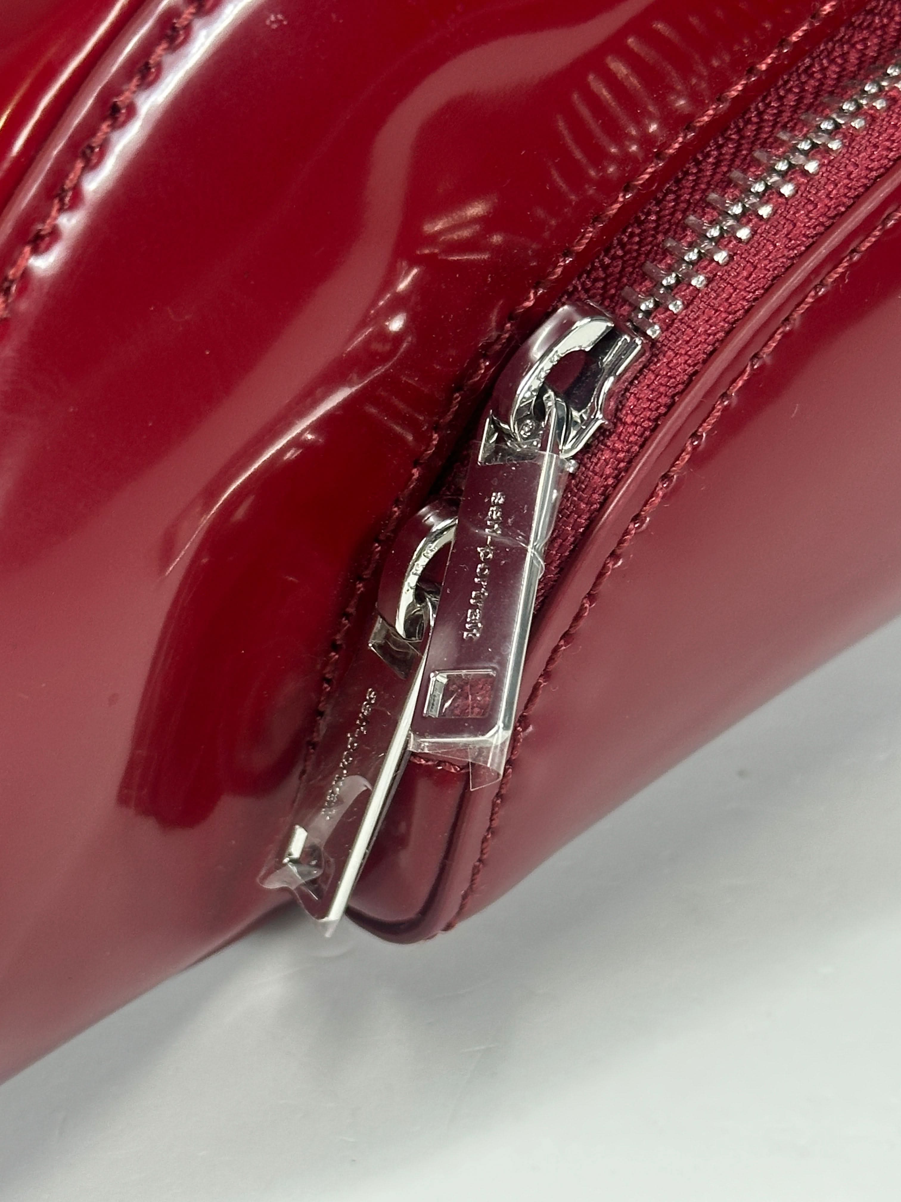 Self-Portrait Red Bow-embellished Curved Leather Shoulder Bag