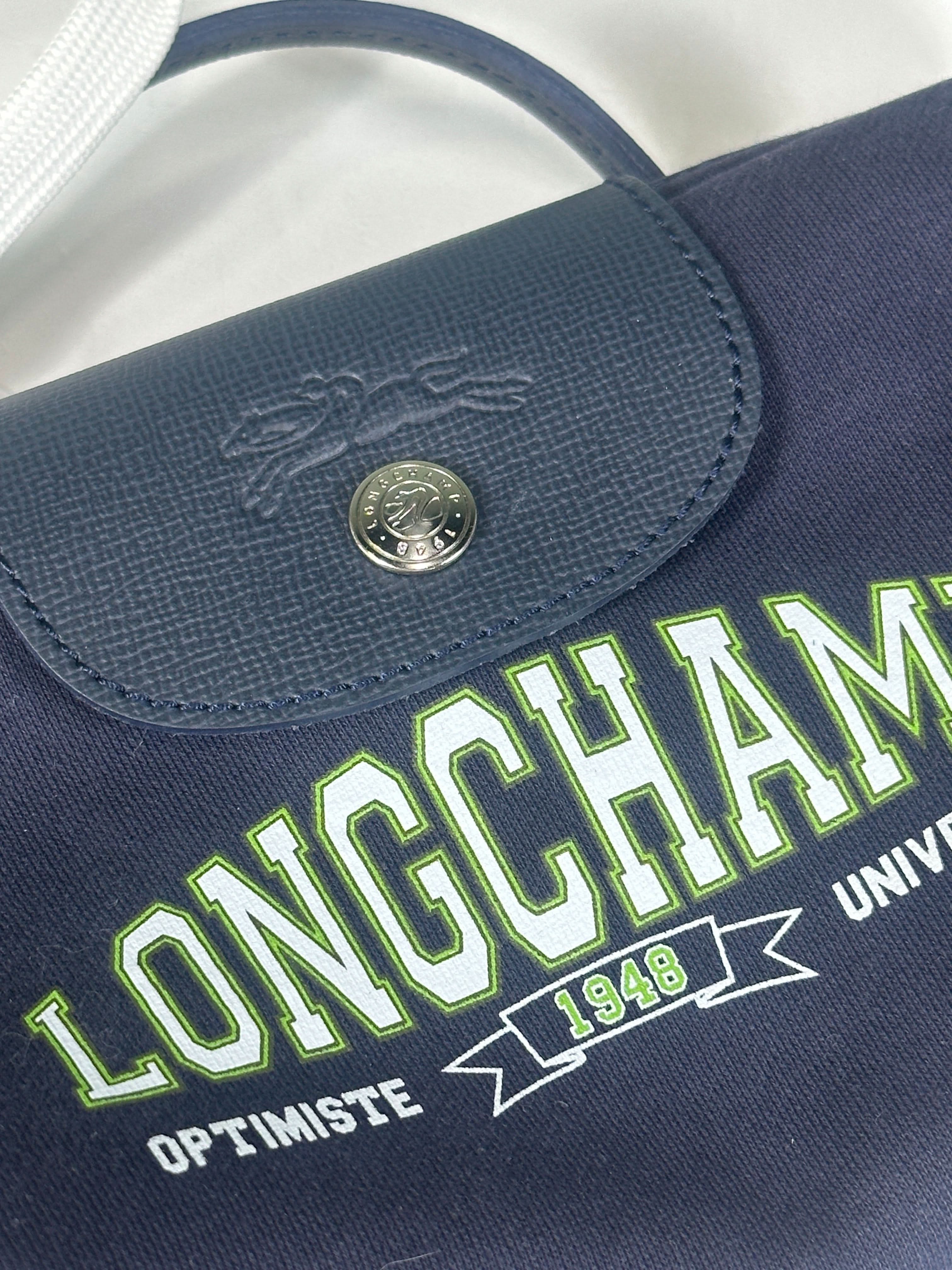 Longchamp Navy Blue Logo Mini Pouch Bag