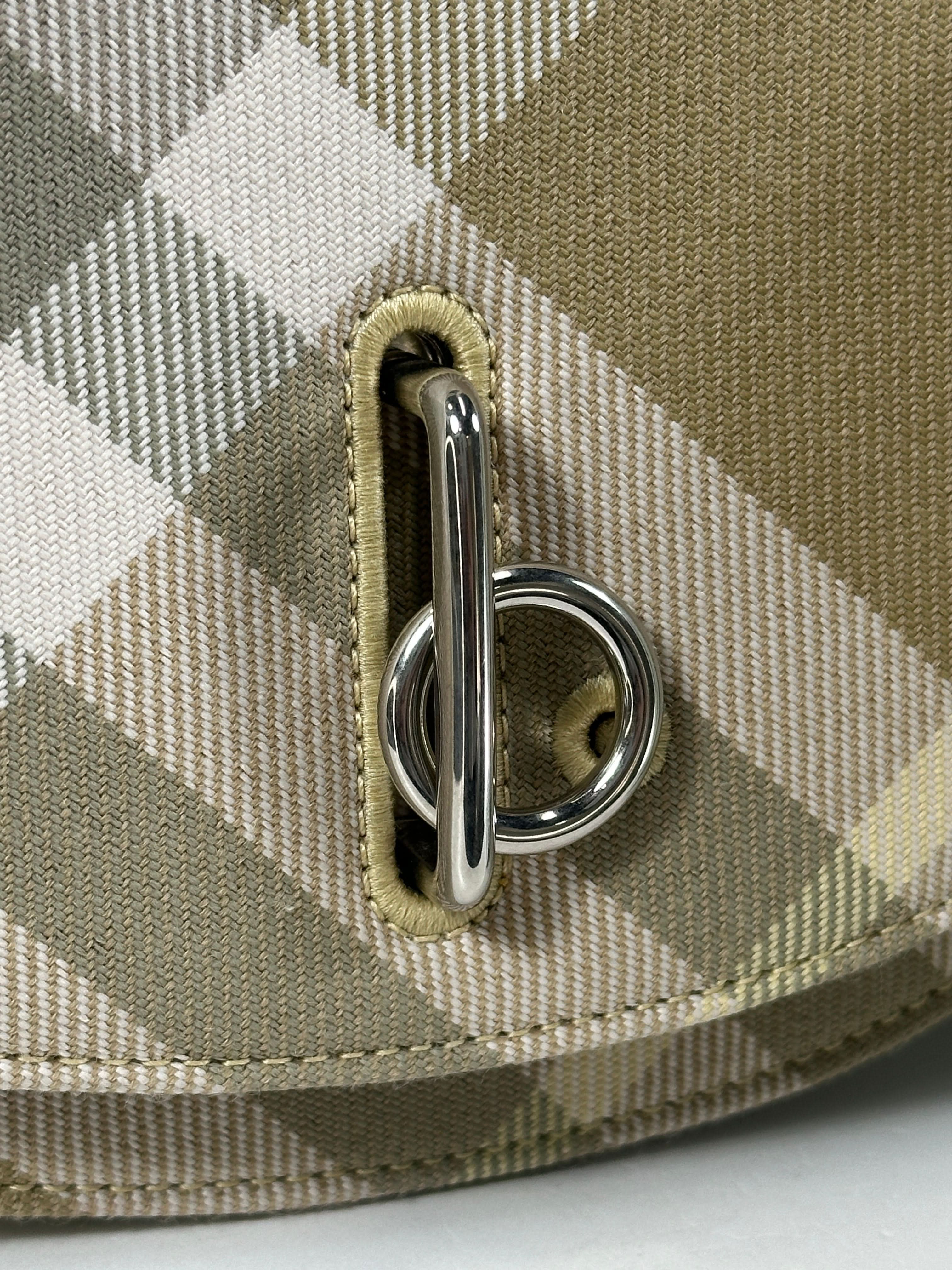 Burberry Rocking Horse Mini Beige Check / Ivory Leather-trimmed Crossbody Bag